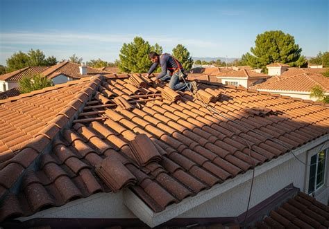 Operarios trabajando sobre la cubierta de una vivienda